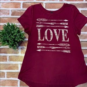 Maroon Love and Arrows Tee